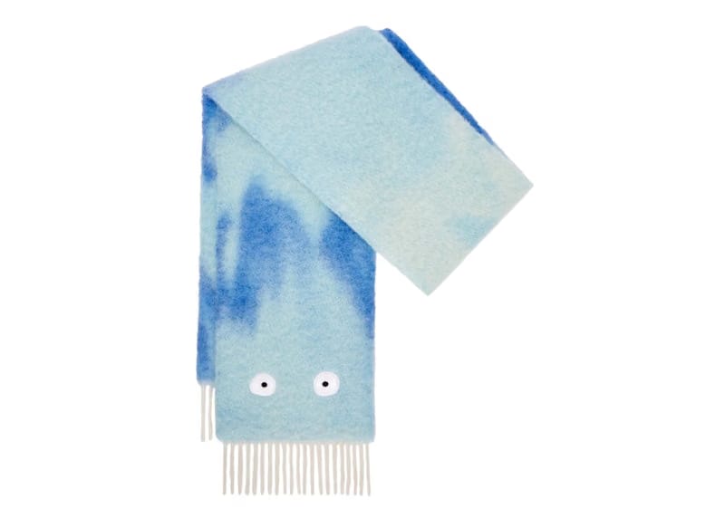 LOEWE x Howls Calcifer Scarf In Mohair And Wool Blend Blue/Light Blue