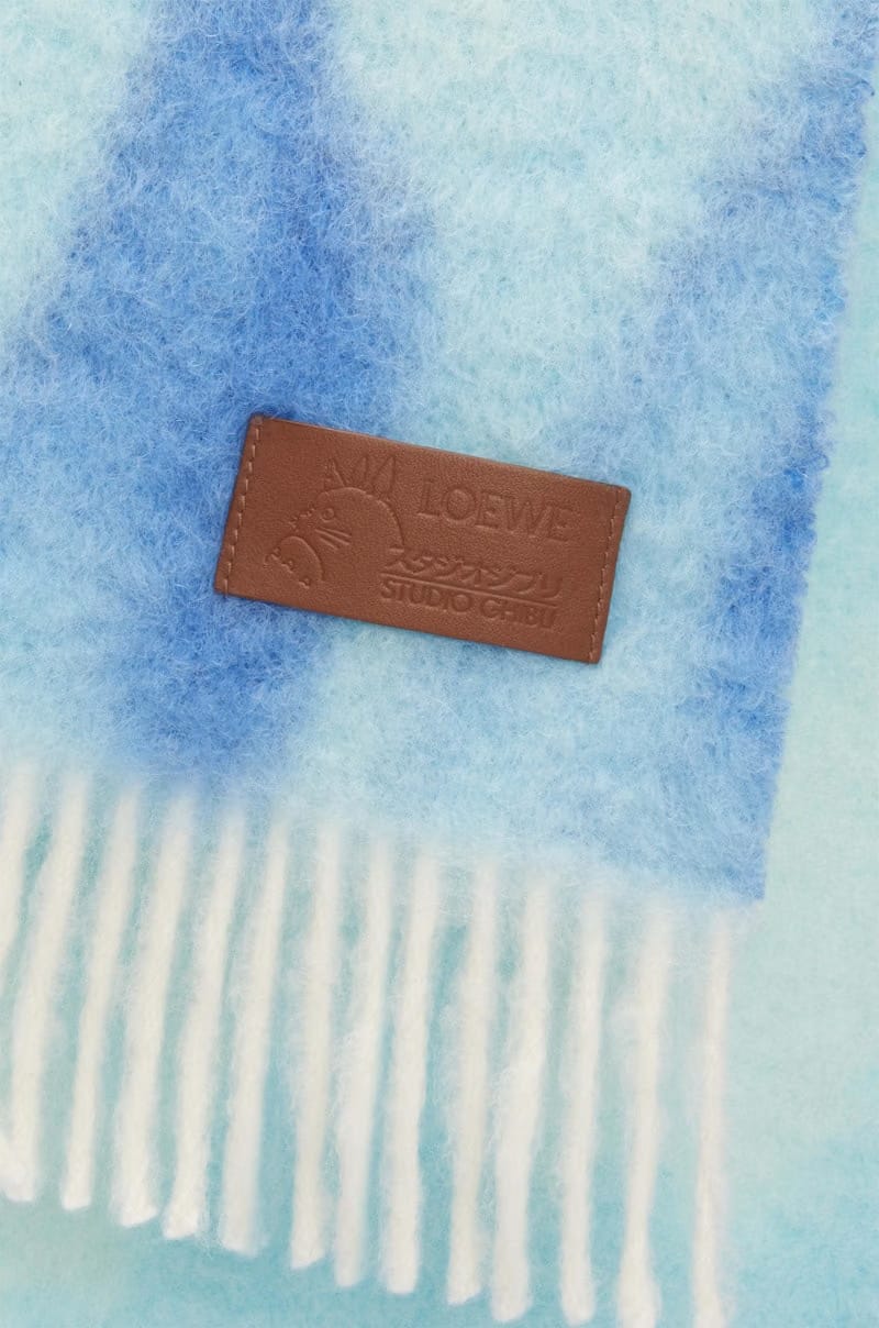 LOEWE x Howls Calcifer Scarf In Mohair And Wool Blend Blue/Light Blue