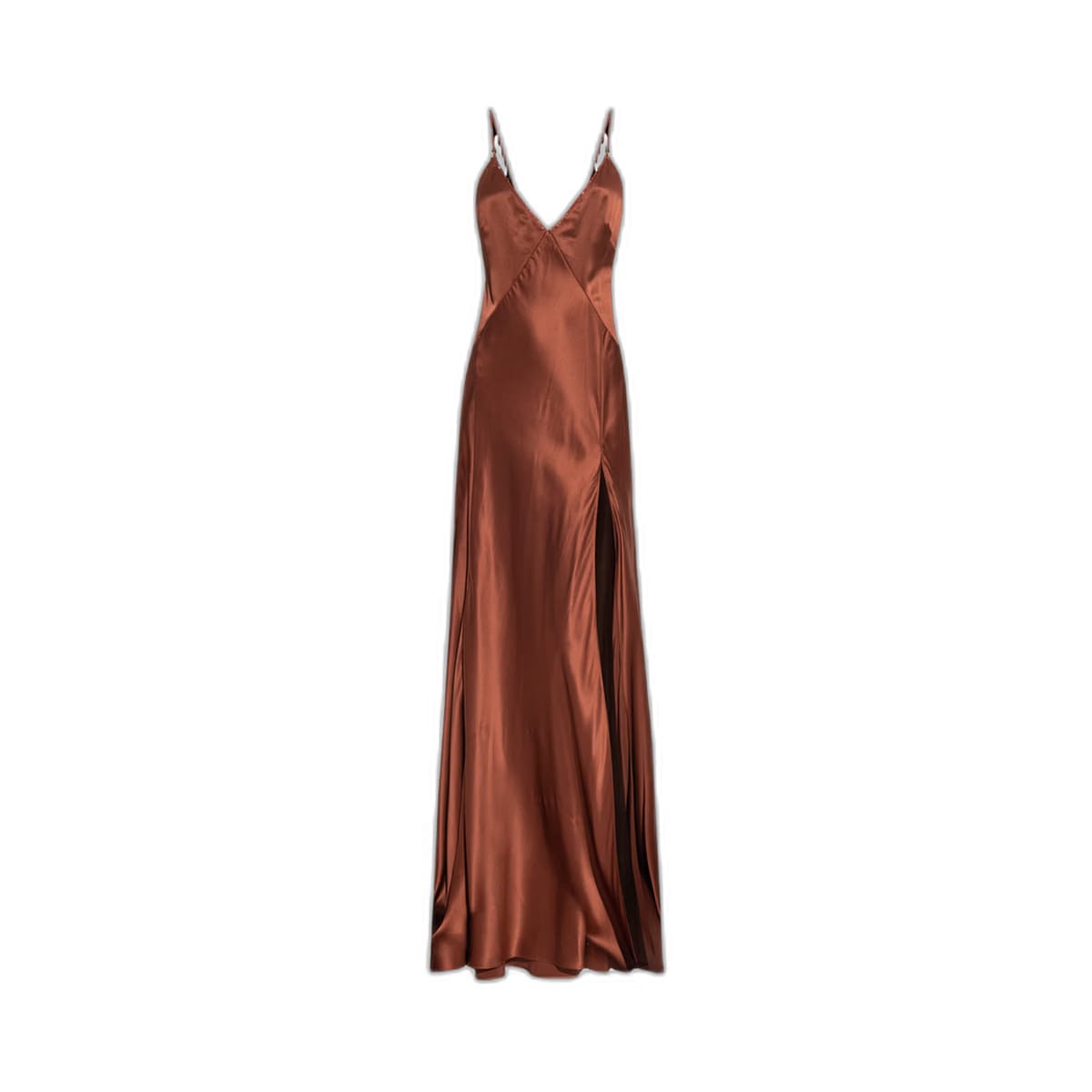 Silk Dress with Spaghetti Straps Copper