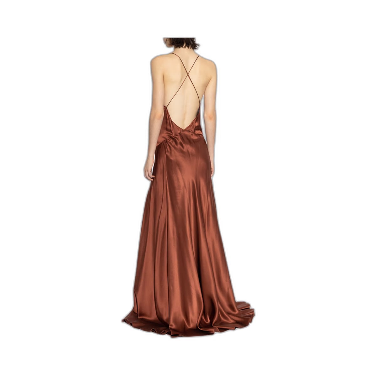 Silk Dress with Spaghetti Straps Copper