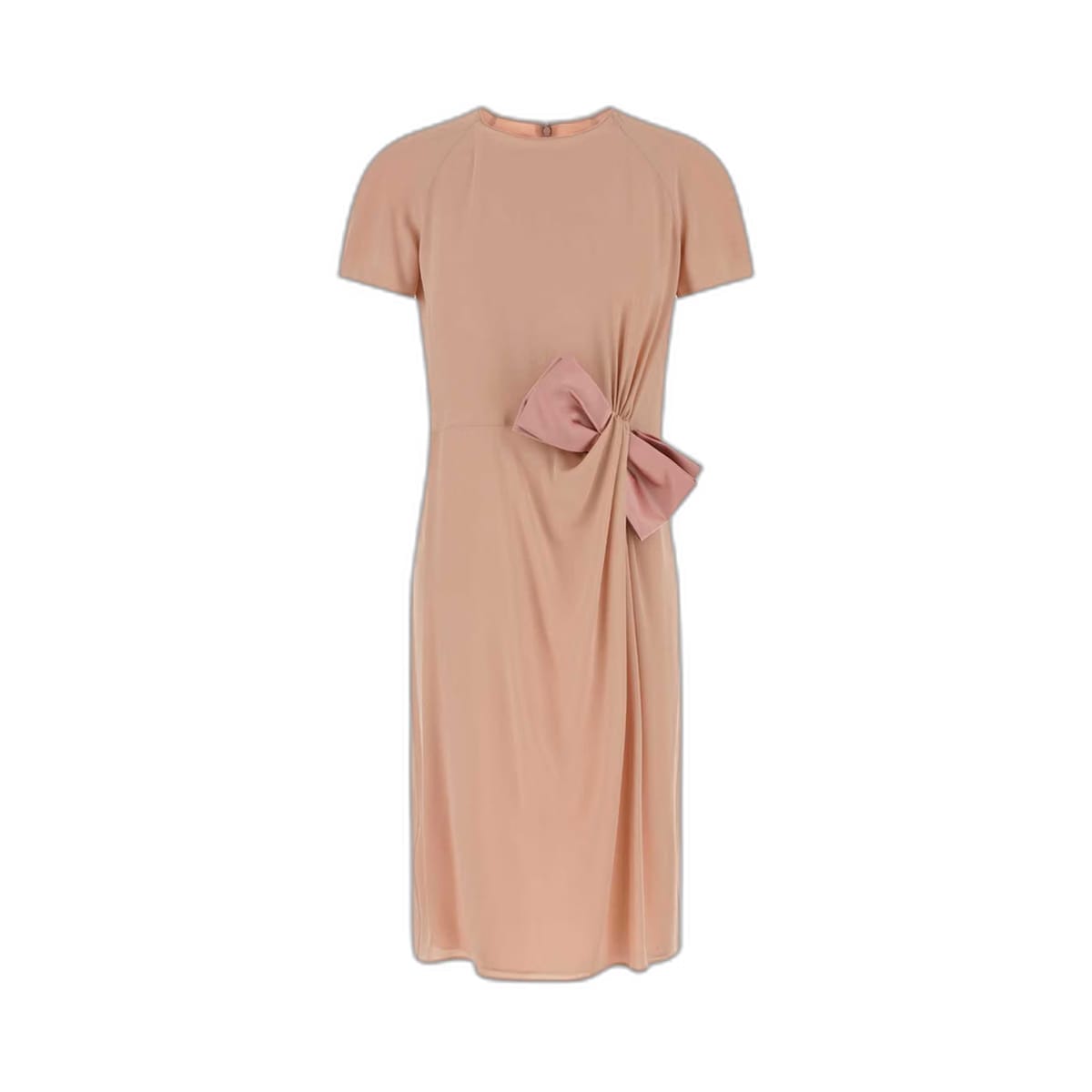 Tie Crepe Midi Dress - Pink