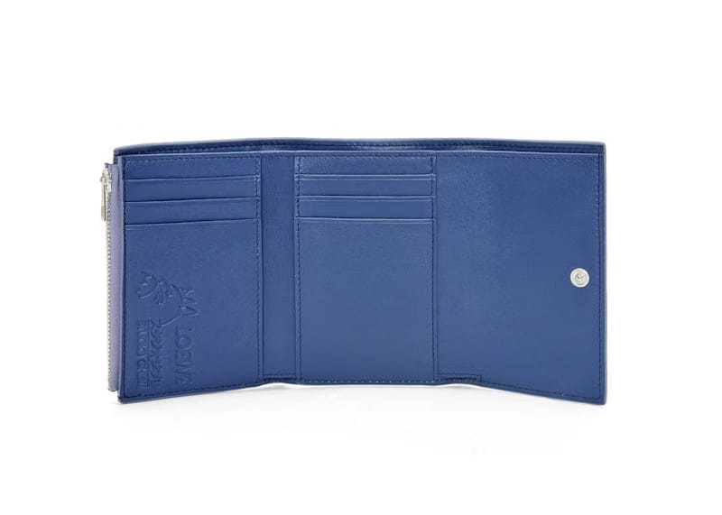 LOEWE x Howls Calcifer Small Vertical Wallet In Classic Calfskin Blueberry