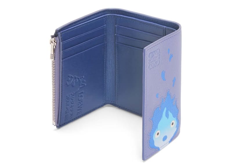 LOEWE x Howls Calcifer Small Vertical Wallet In Classic Calfskin Blueberry