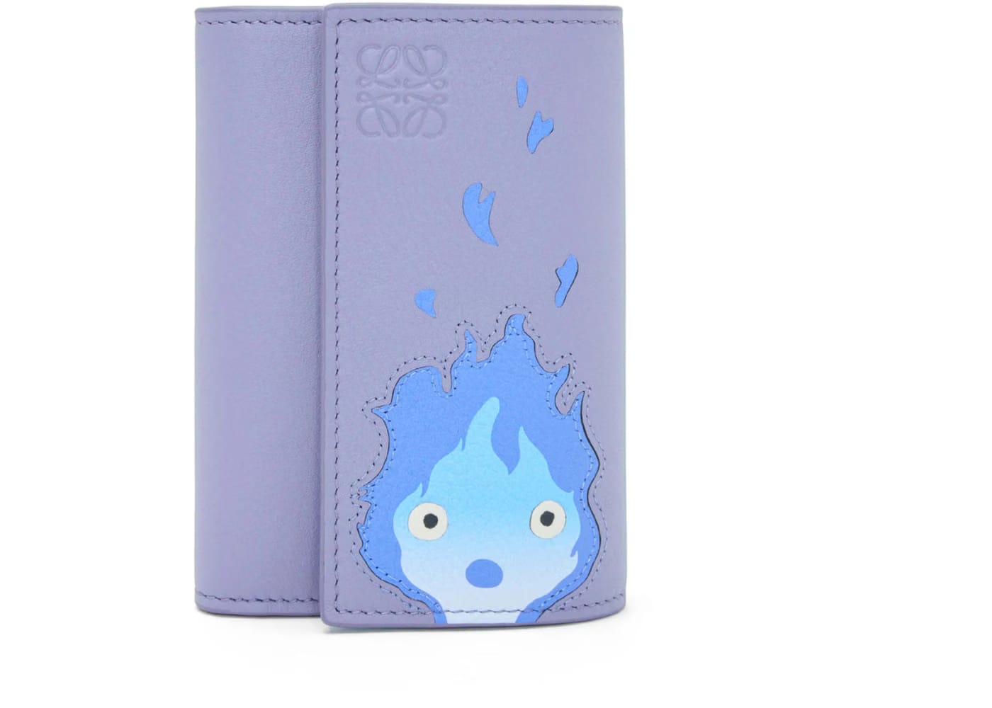 LOEWE x Howls Calcifer Small Vertical Wallet In Classic Calfskin Blueberry