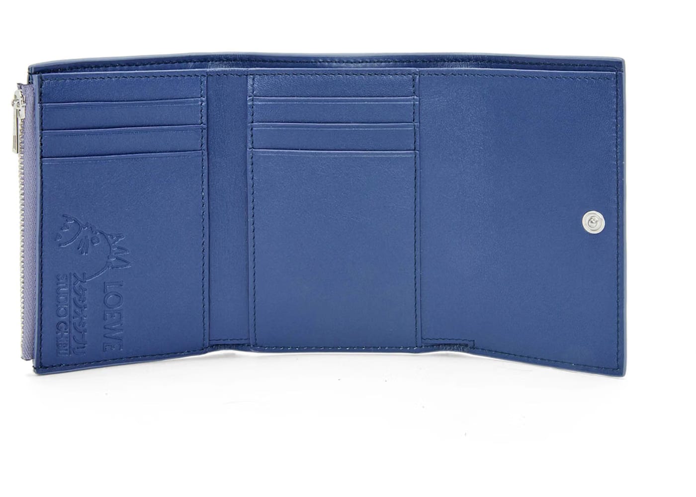 LOEWE x Howls Calcifer Small Vertical Wallet In Classic Calfskin Blueberry