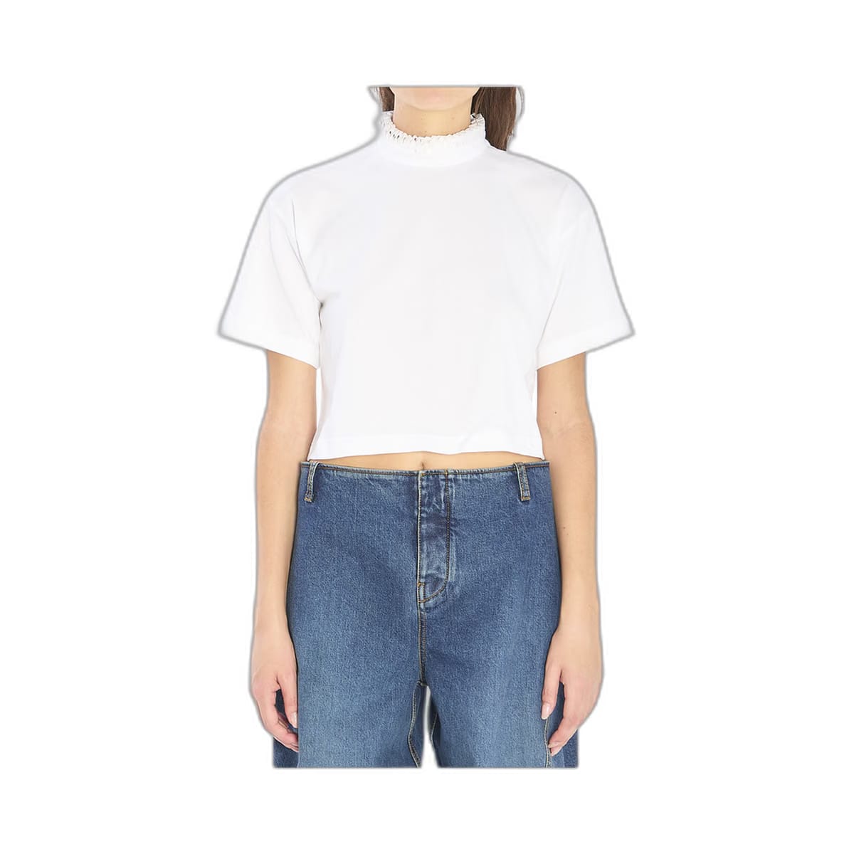 Cropped T-Shirt in Cotton Jersey