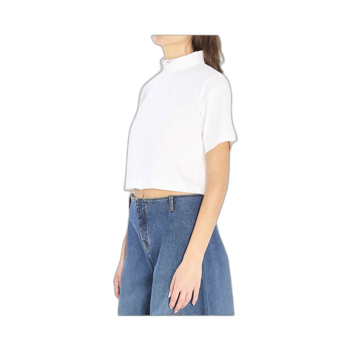 Cropped T-Shirt in Cotton Jersey