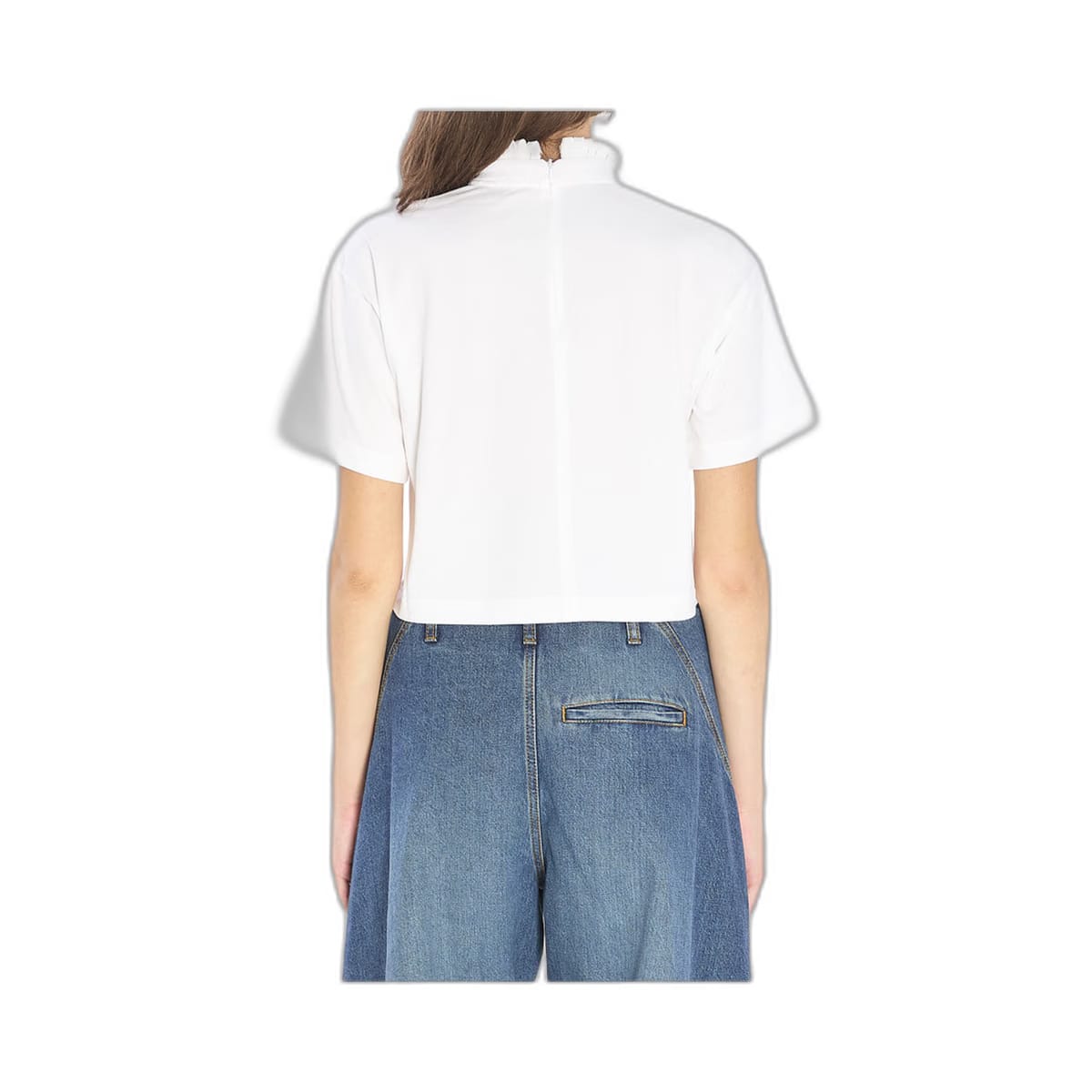 Cropped T-Shirt in Cotton Jersey