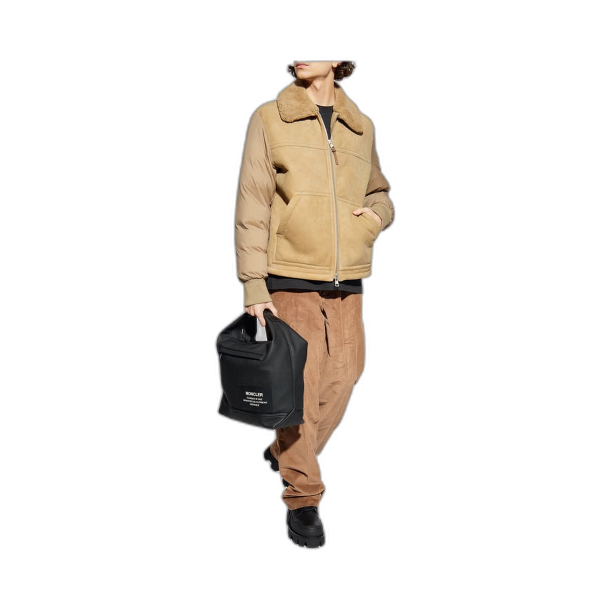 Beige Tonnay Suede & Shearling Shorts Down Jacket