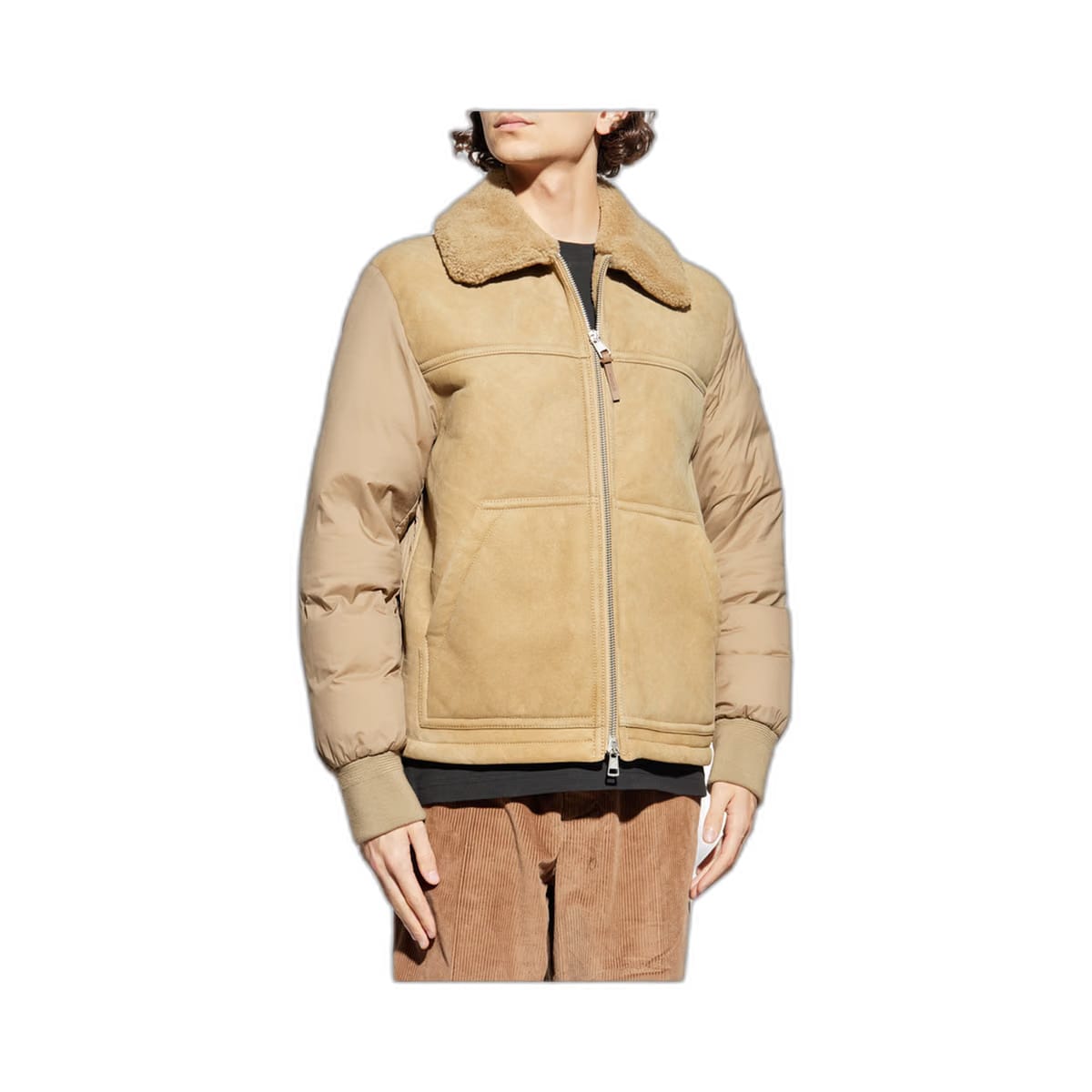 Beige Tonnay Suede & Shearling Shorts Down Jacket