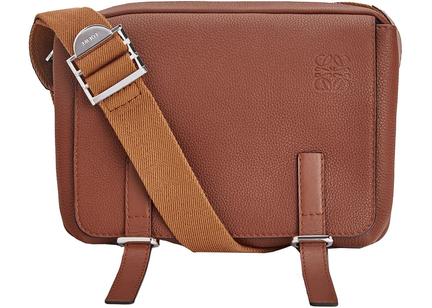 LOEWE Military Messenger Bag in Soft Grained Calfskin XS Cognac