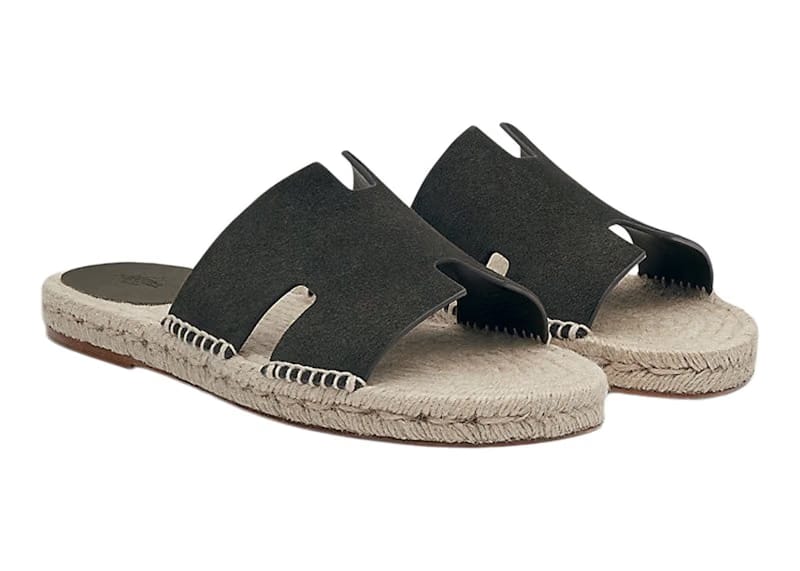 Hermes Antigua Espadrille Vert Olive Suede Goatskin