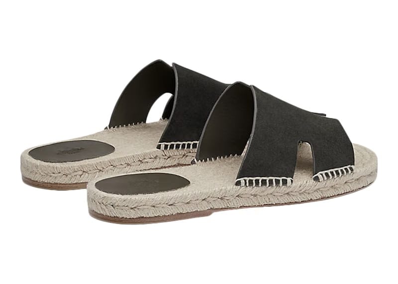 Hermes Antigua Espadrille Vert Olive Suede Goatskin