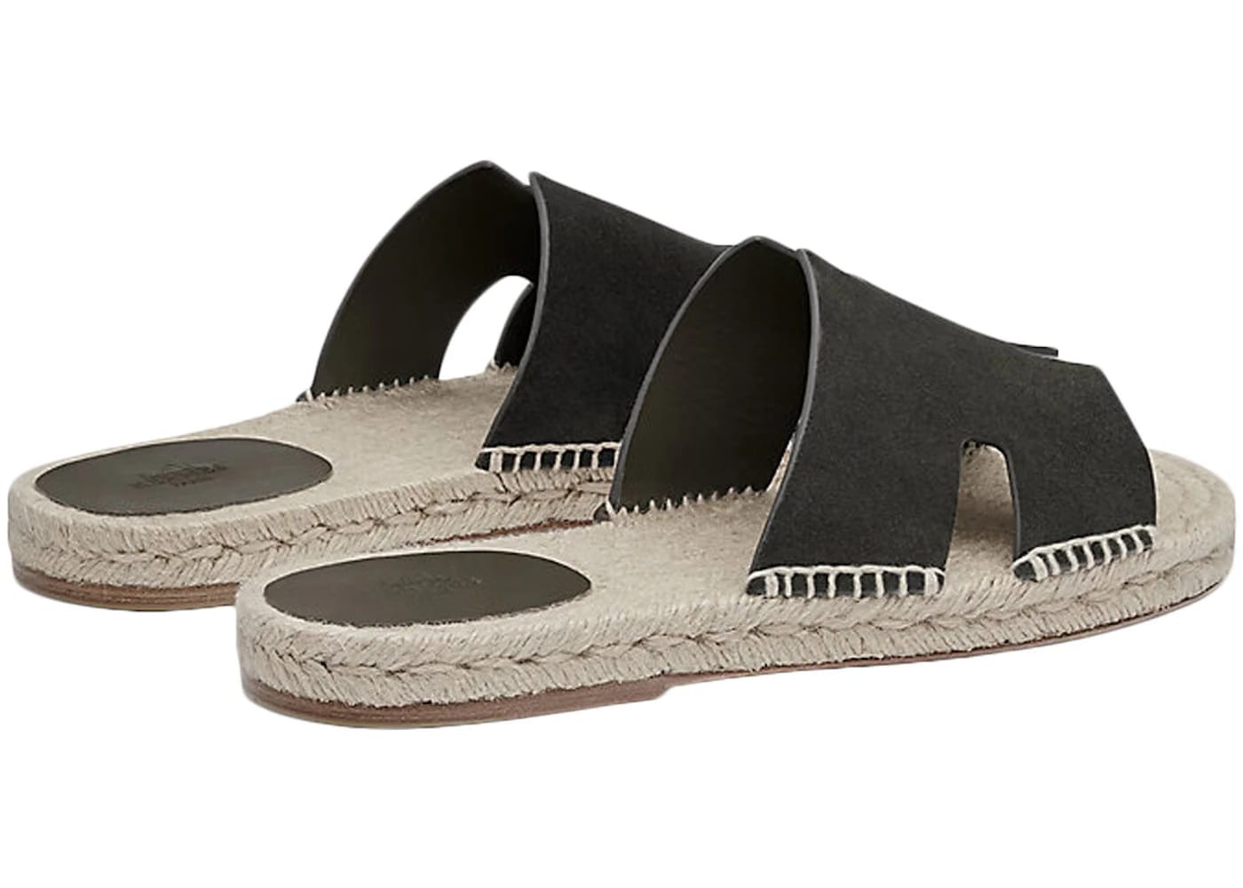 Hermes Antigua Espadrille Vert Olive Suede Goatskin
