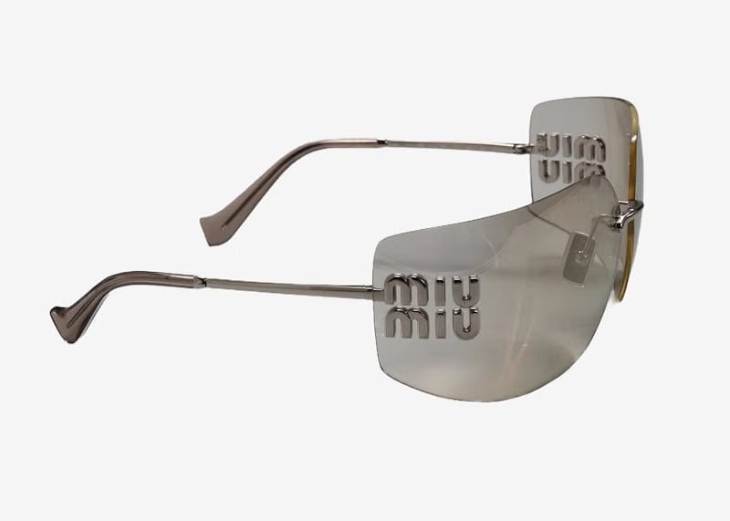 Miu Miu Irregular Sunglasses Silver/Ivory (0MU 54YS 1BC10F)