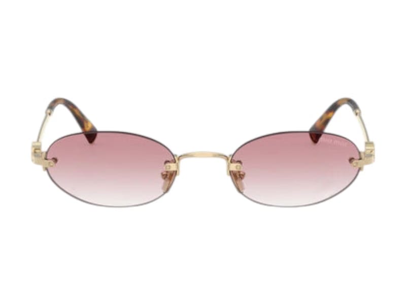 Miu Miu Oval Sunglasses Pale Gold (0MU A54S ZVN70O)