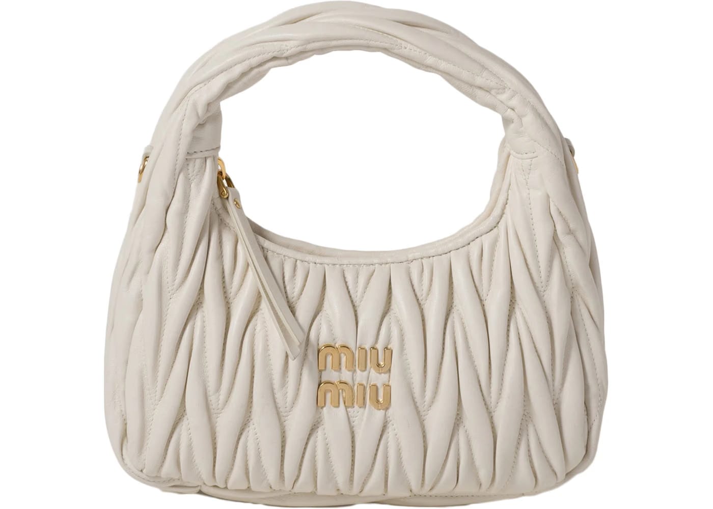 Miu Miu Wander Matelasse Nappa Leather Hobo Mini-Bag White