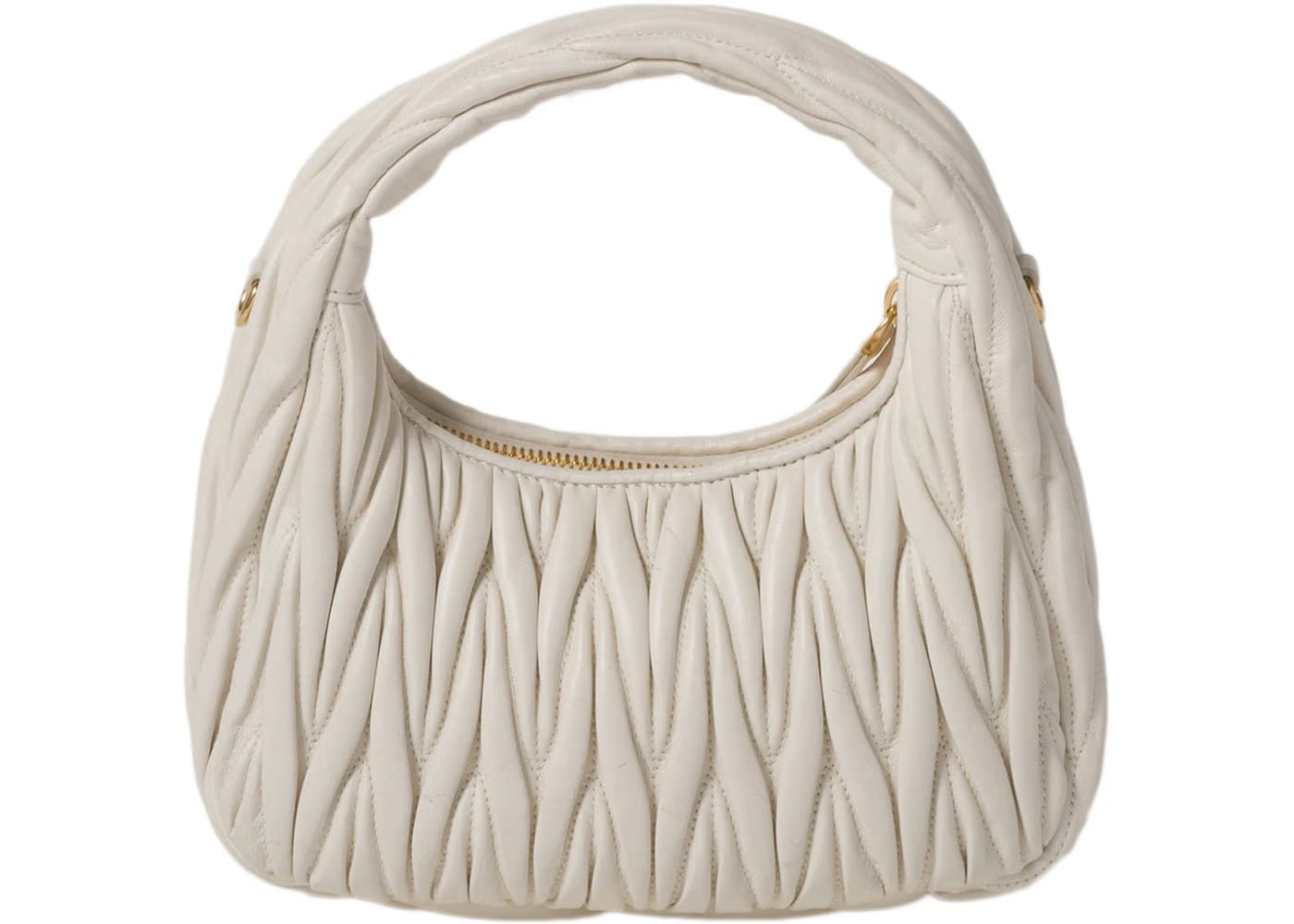 Miu Miu Wander Matelasse Nappa Leather Hobo Mini-Bag White