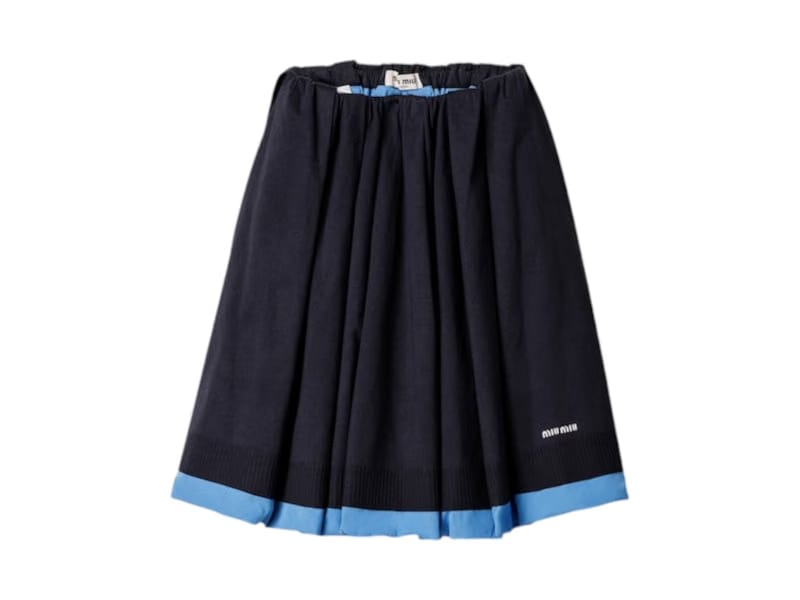 Miu Miu Pleated Poplin Skirt Blu Azzurro