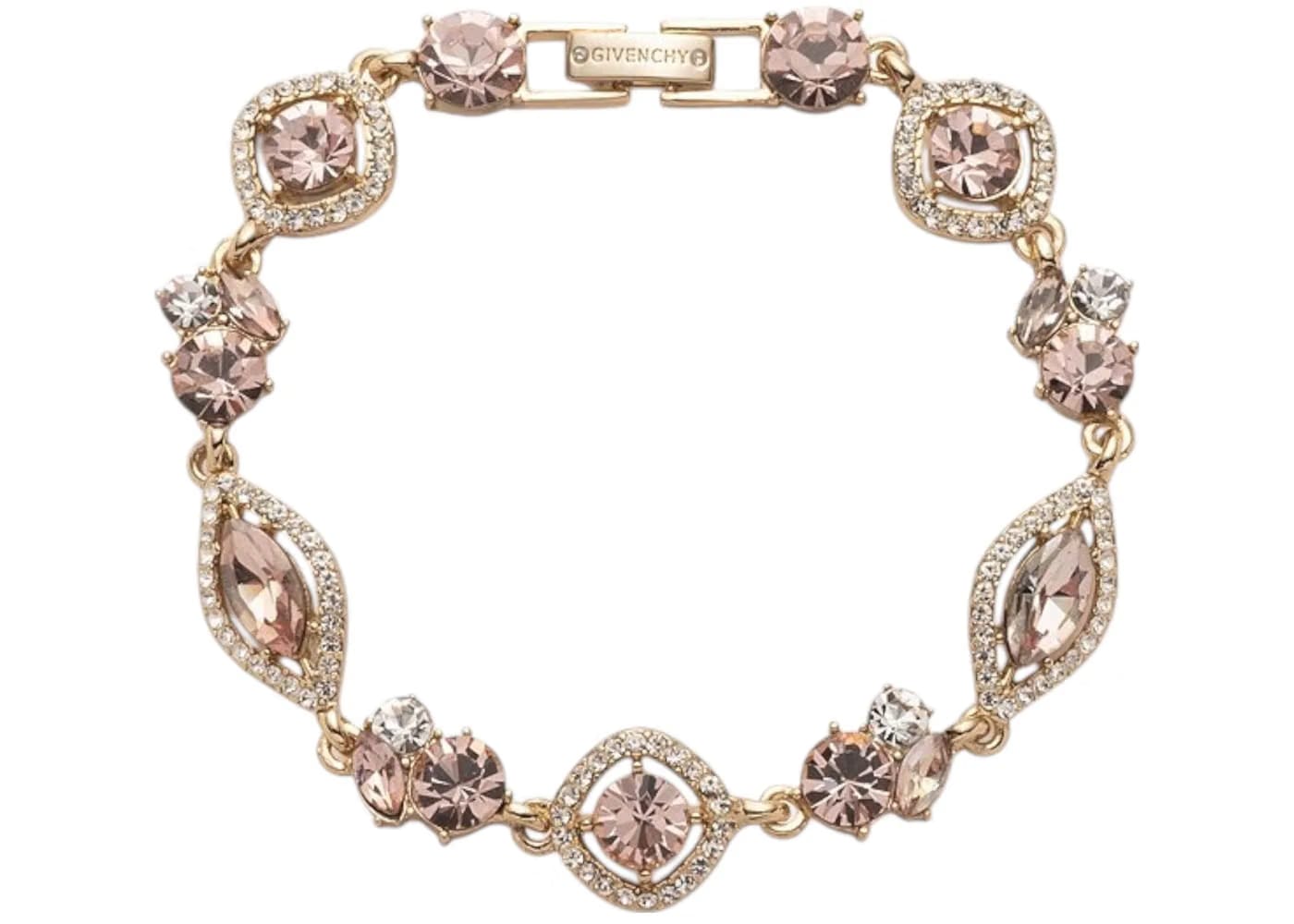 Givenchy Gold Tone Vintage Rose Crystal Flex Line Bracelet Gold/Rose