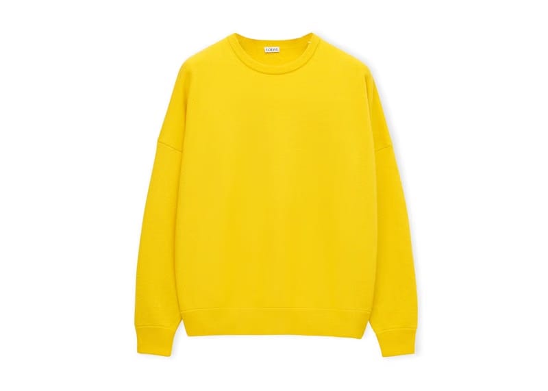 LOEWE Oversize Crew Neck Cashmere Sweater Yellow Lemon