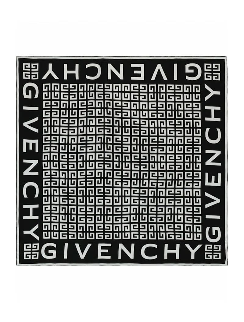 Givenchy 4G Logo Square Scarf Black White