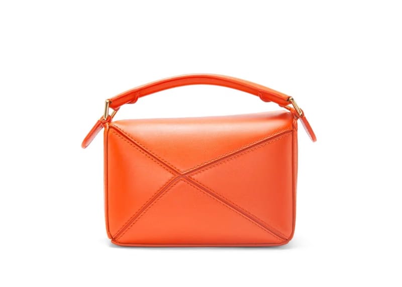 LOEWE x Howls Calcifer Mini Puzzle Bag In Satin Calfskin Orange