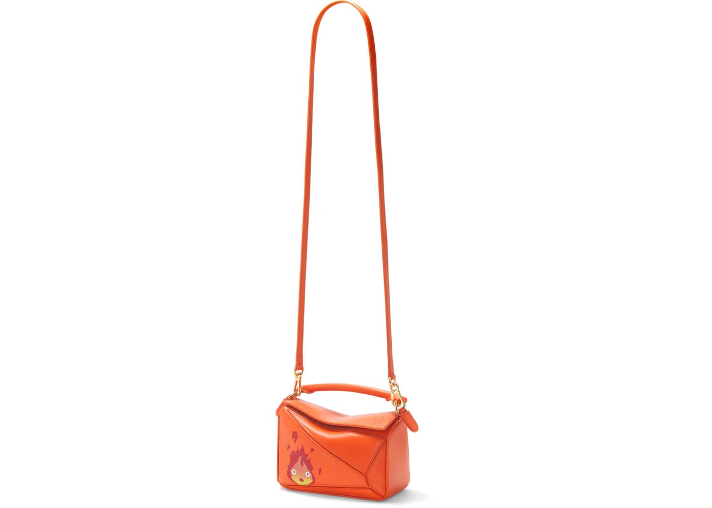 LOEWE x Howls Calcifer Mini Puzzle Bag In Satin Calfskin Orange