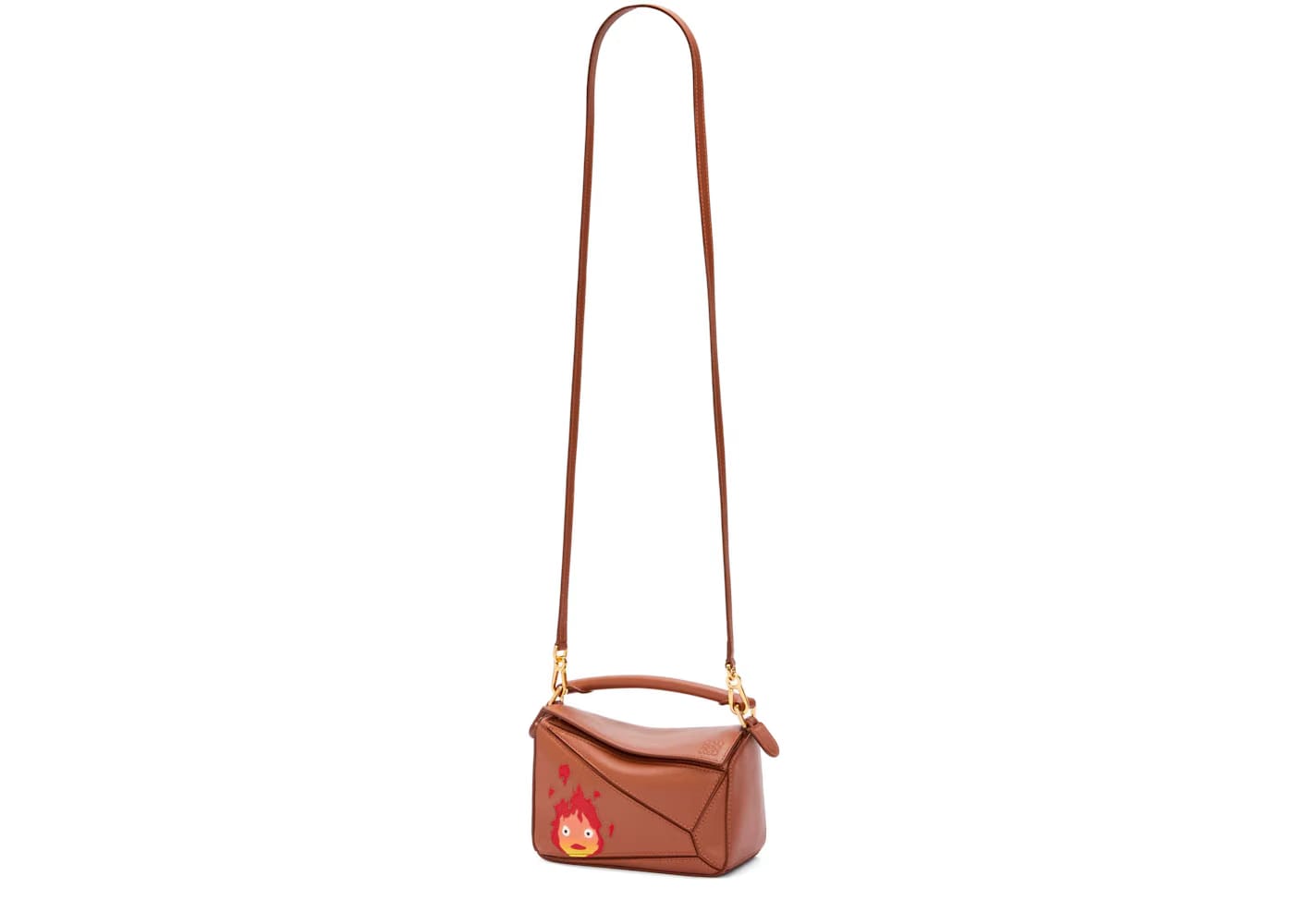 LOEWE x Howls Calcifer Mini Puzzle Bag In Satin Calfskin Rust