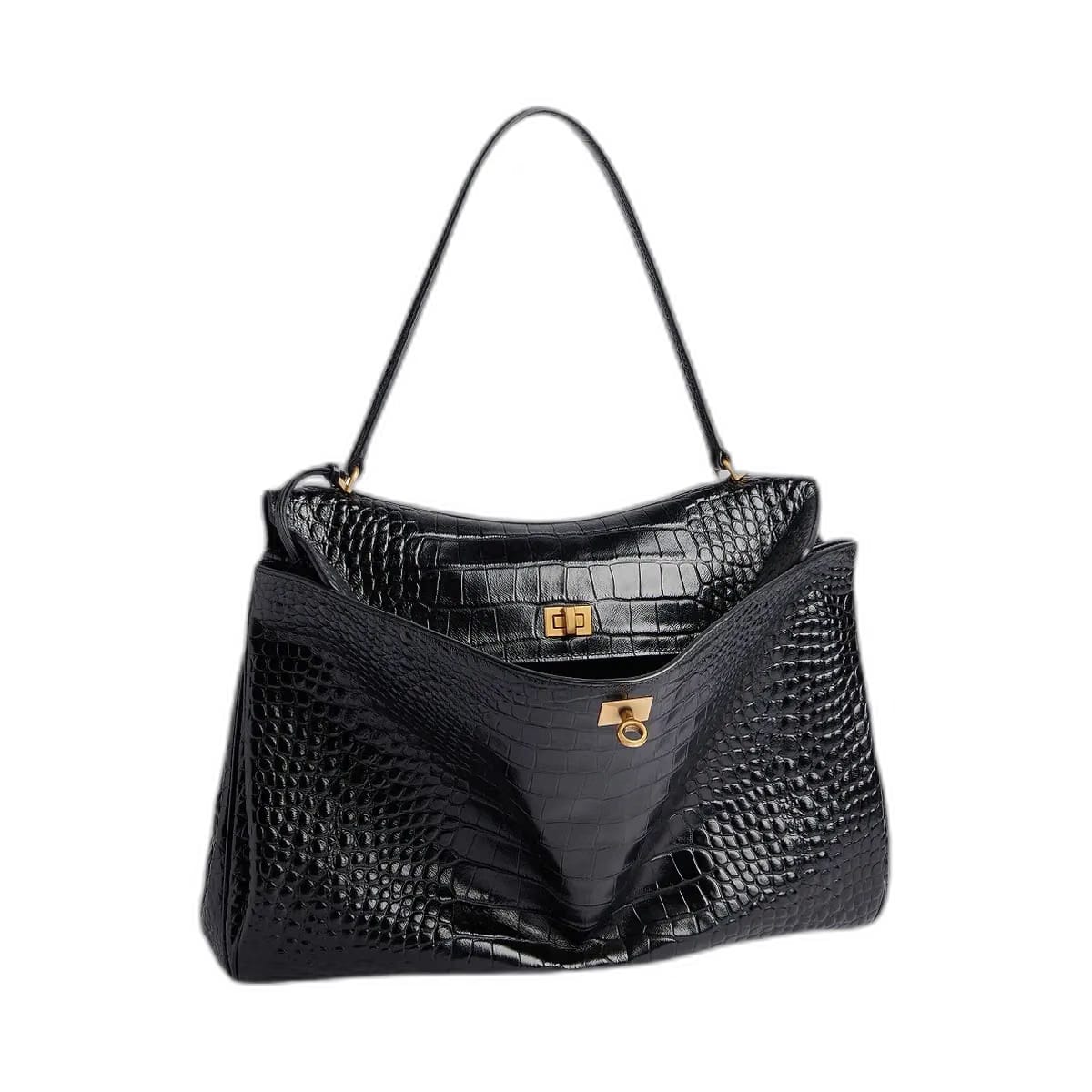 Balenciaga Rodeo Large Handbag Crocodile Embossed