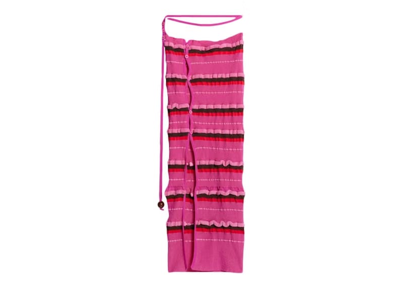 Jacquemus La Jupe Maille Concha Asymmetric Striped Skirt Dark Pink