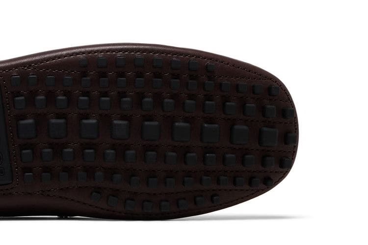 Gucci Ayrton Webbing-Trimmed Horsebit Leather Driver Loafers Brown