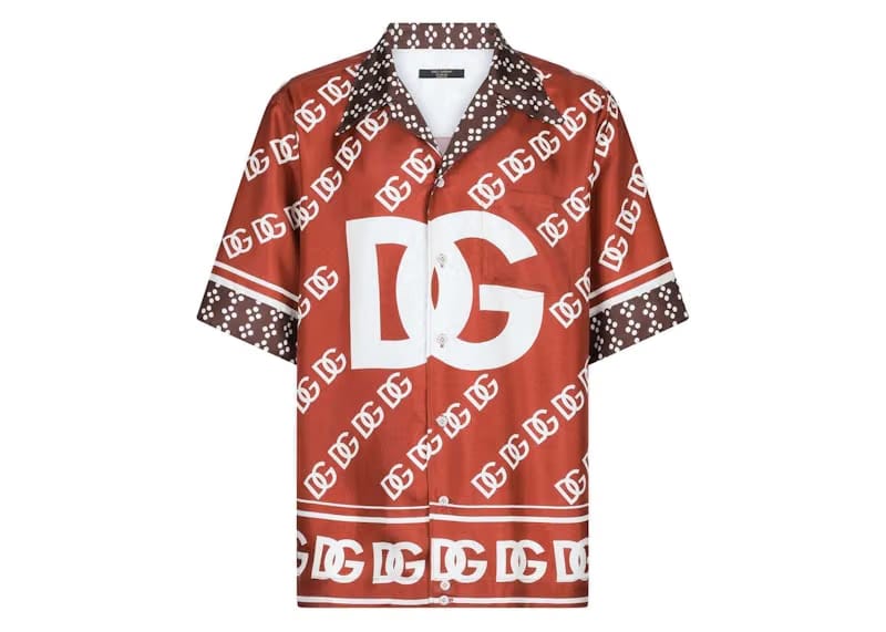 Dolce & Gabbana Silk All Over DG Hawaiian Print Shirt Red Multicolor