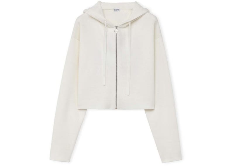 LOEWE Anagram Zip-Up Hoodie In Wool White