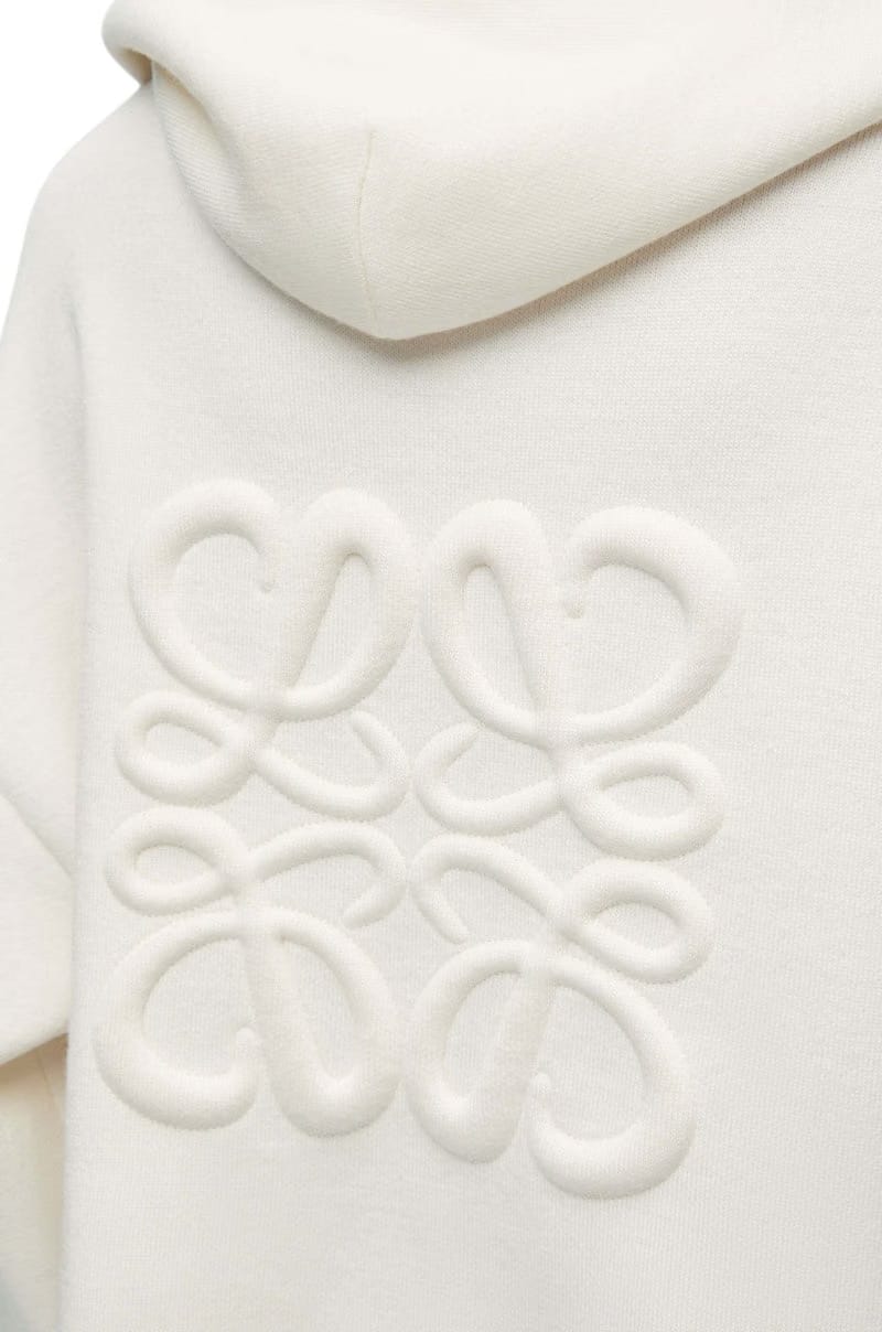 LOEWE Anagram Zip-Up Hoodie In Wool White