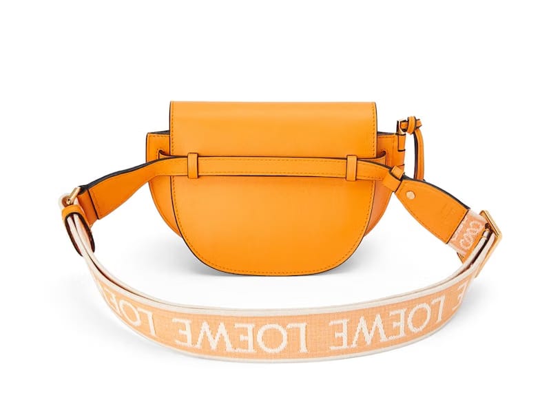 LOEWE Mini Gate Dual Bag in Soft Calfskin and Jacquard Mandarin