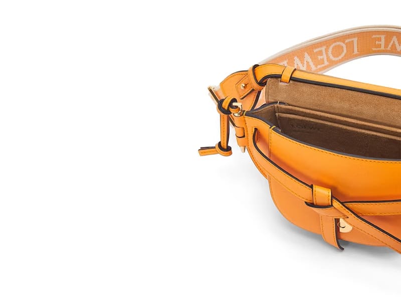 LOEWE Mini Gate Dual Bag in Soft Calfskin and Jacquard Mandarin