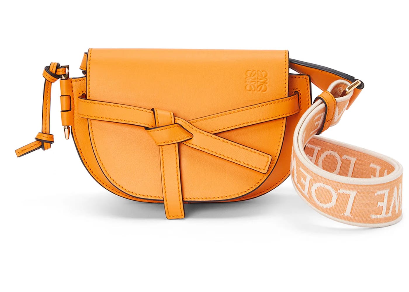 LOEWE Mini Gate Dual Bag in Soft Calfskin and Jacquard Mandarin