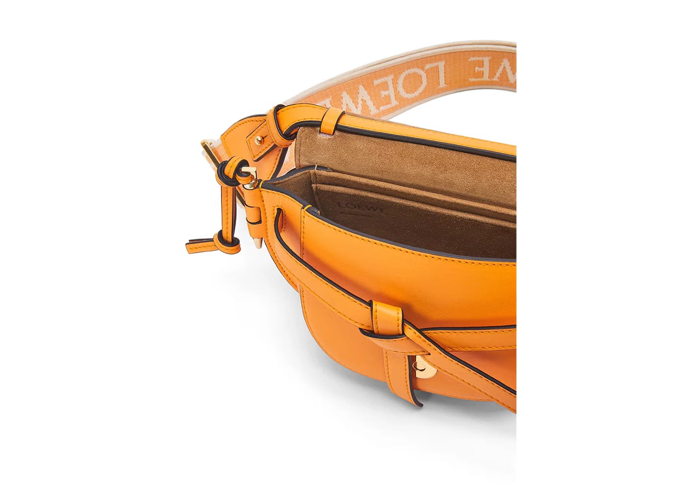 LOEWE Mini Gate Dual Bag in Soft Calfskin and Jacquard Mandarin