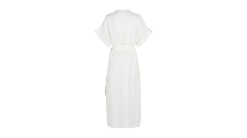 Ferragamo Shorts-Sleeve Belted Maxi Dress White