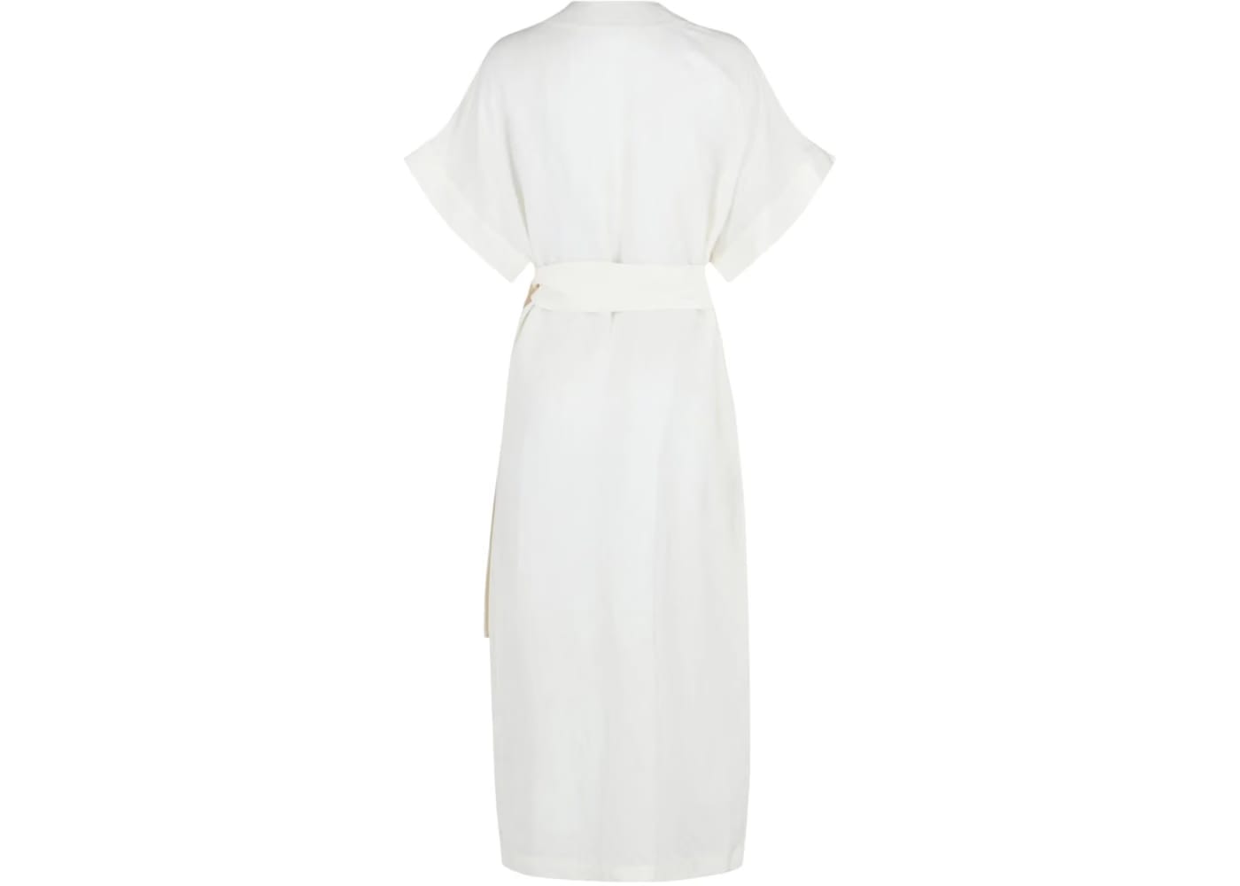 Ferragamo Shorts-Sleeve Belted Maxi Dress White