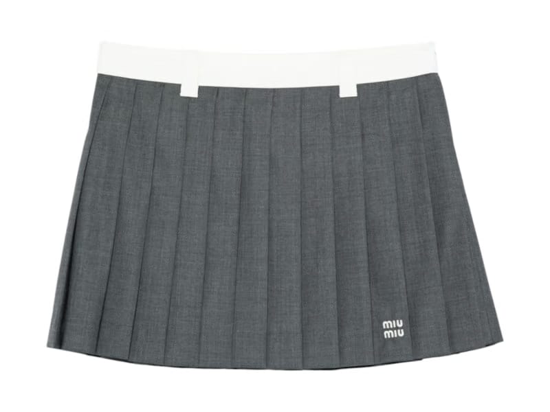 Miu Miu Pleated Mini Skirt Grey
