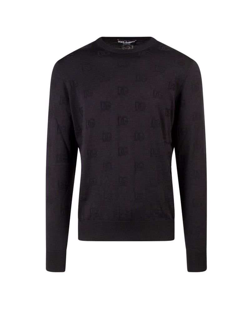 Dolce & Gabbana Man Silk All-Over Logo Sweater Black