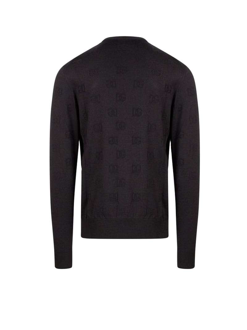 Dolce & Gabbana Man Silk All-Over Logo Sweater Black