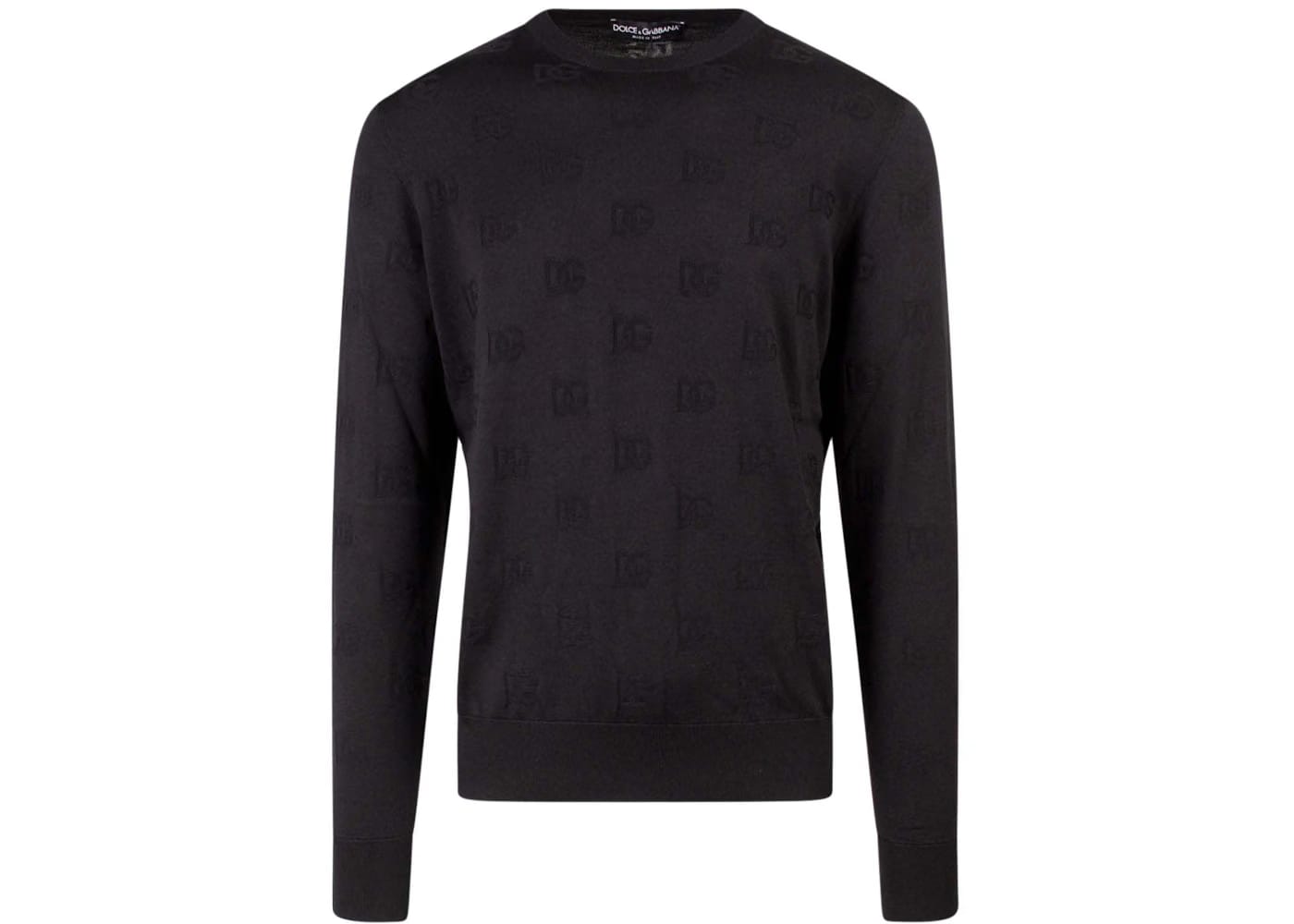 Dolce & Gabbana Man Silk All-Over Logo Sweater Black