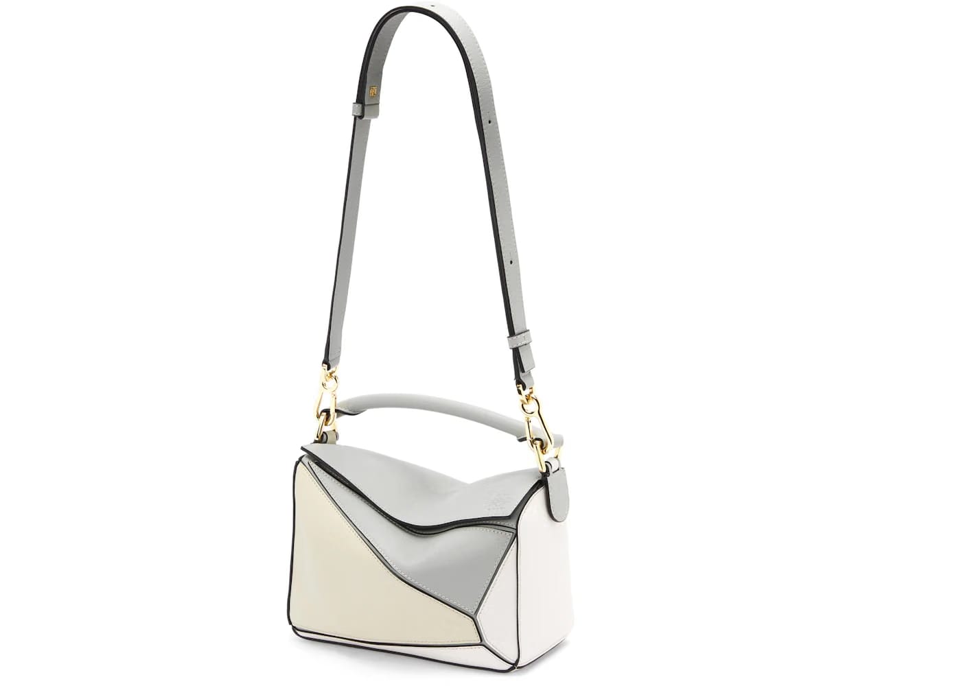 LOEWE Puzzle Bag in Classic Calfskin Small Ash Grey/Marble Green