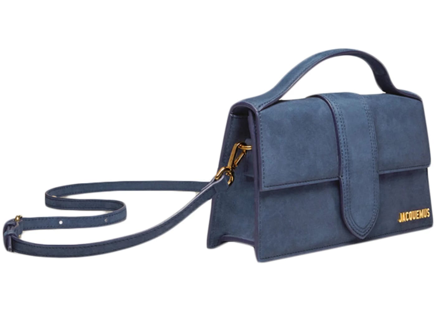Jacquemus Le Grand Bambino Crossbody Flap Bag Nubuck Dark Navy