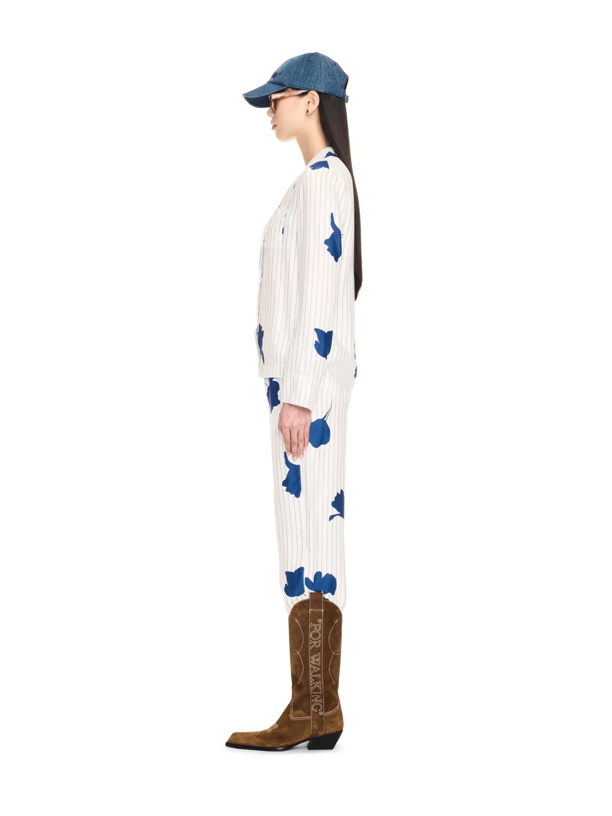 Off-White Stripe Flwr Pajama Ls Shir