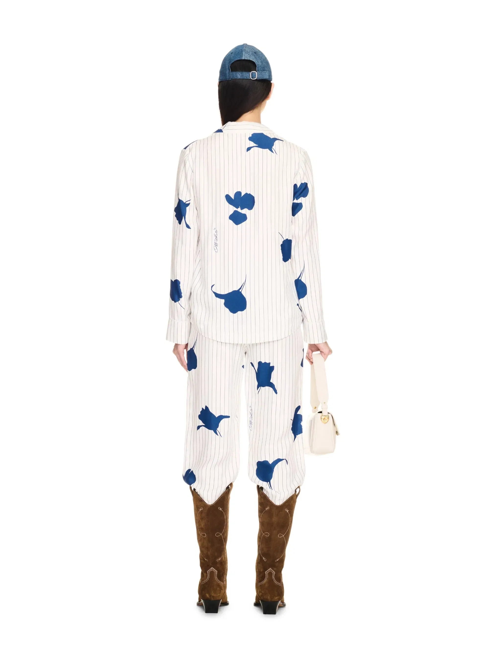 Off-White Stripe Flwr Pajama Ls Shir