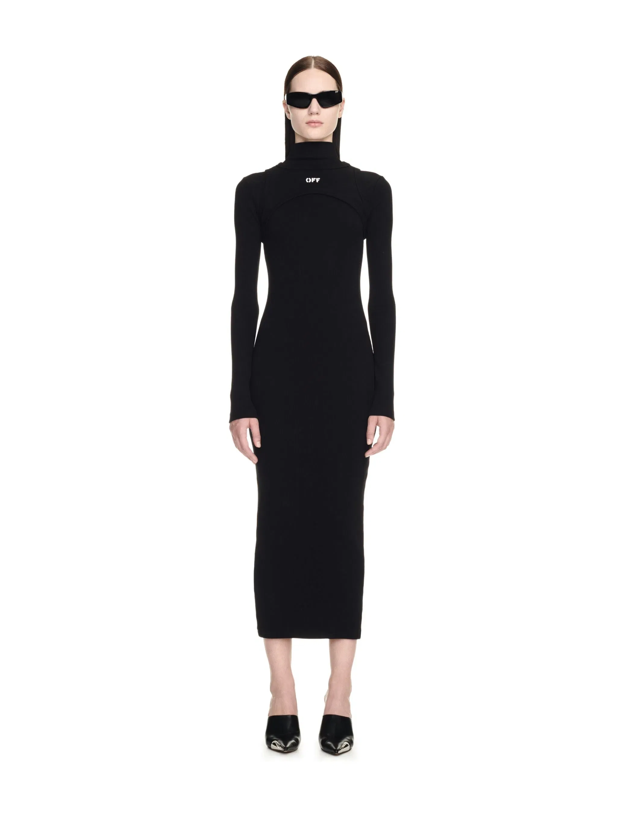 Off-White Off Stamp Rib Round Long Dres